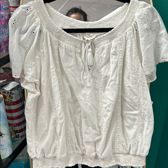 Lucky Brand Tops - Lucky Brand Women's Embroidered Short Sleeve Blouse - Medium